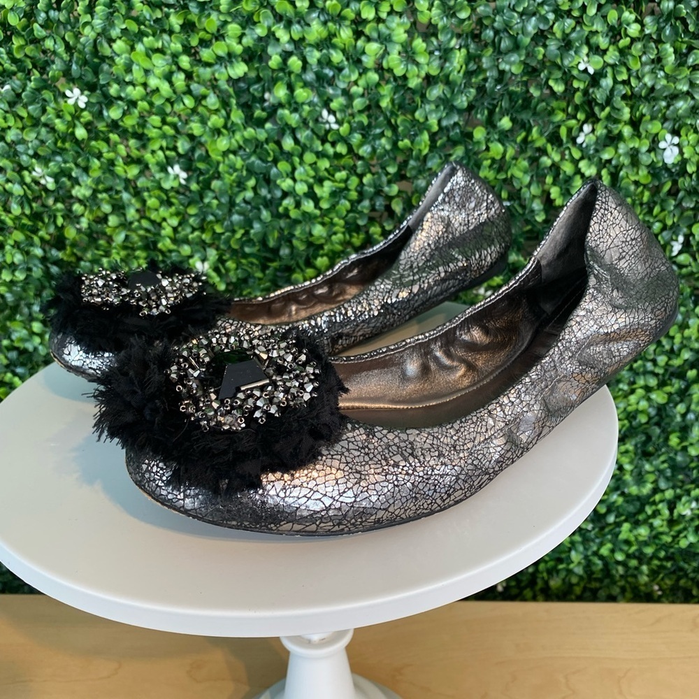 T6 Tory Burch Metallic Silver Scrunch